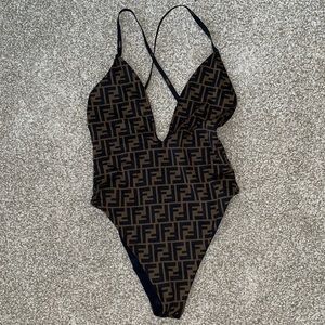 Fendi logomania reversible one piece swim suit